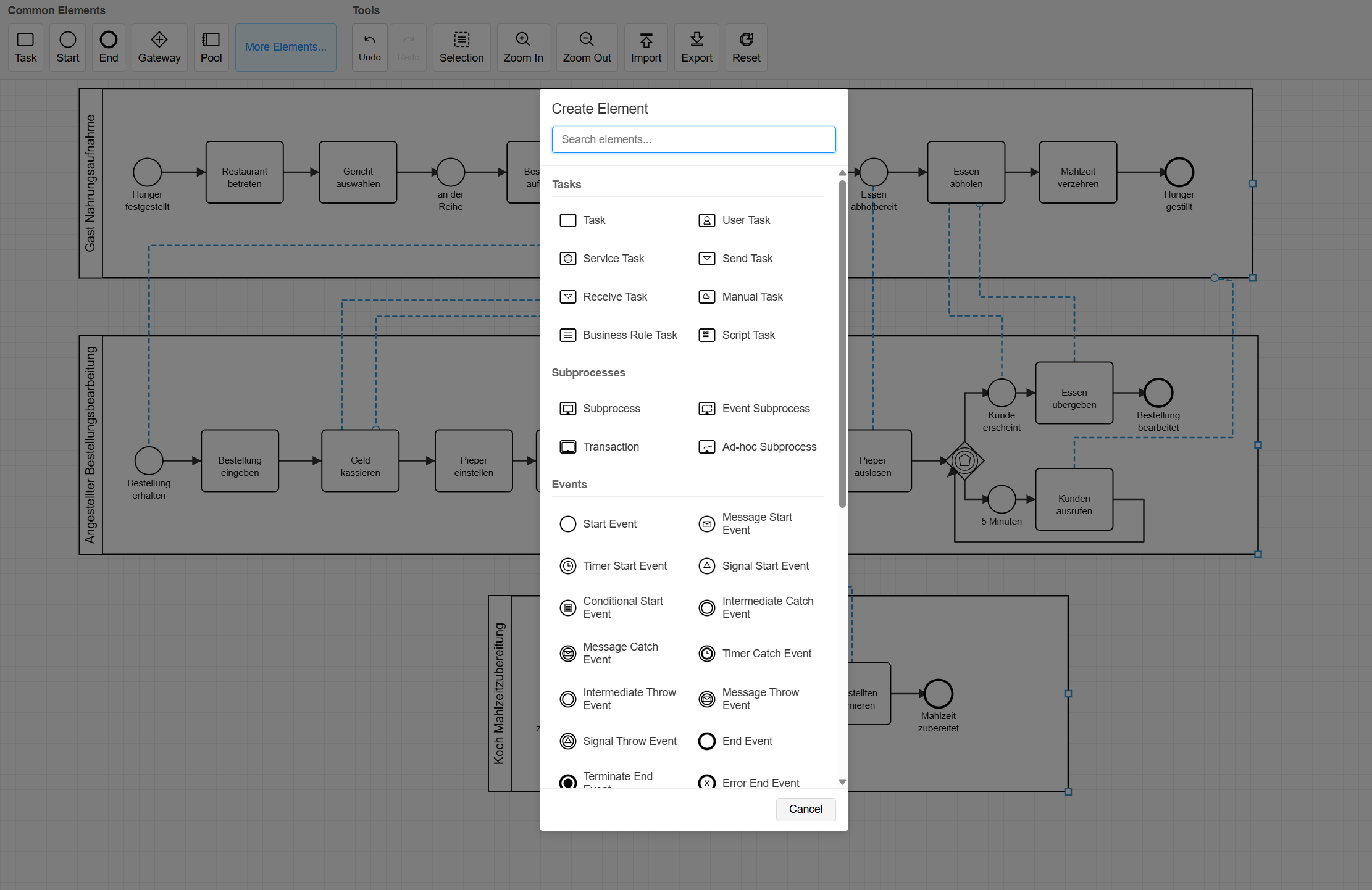 BPMN 2.0 Editor Screenshot